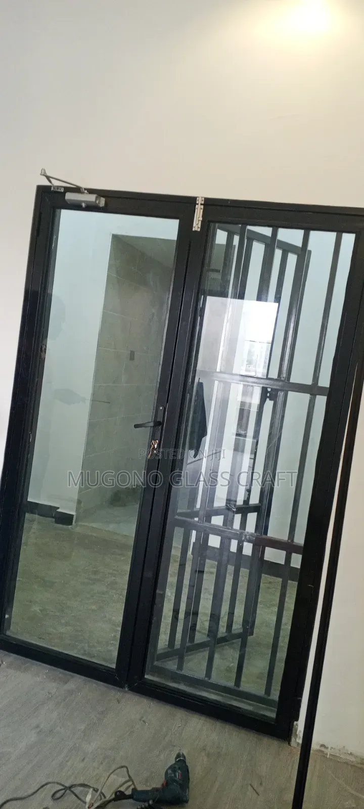 Aluminium Double Door Complete With Glass and Door Closer