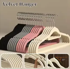 10 PCS Velvet Non-Slip Hangers With Tie Bar