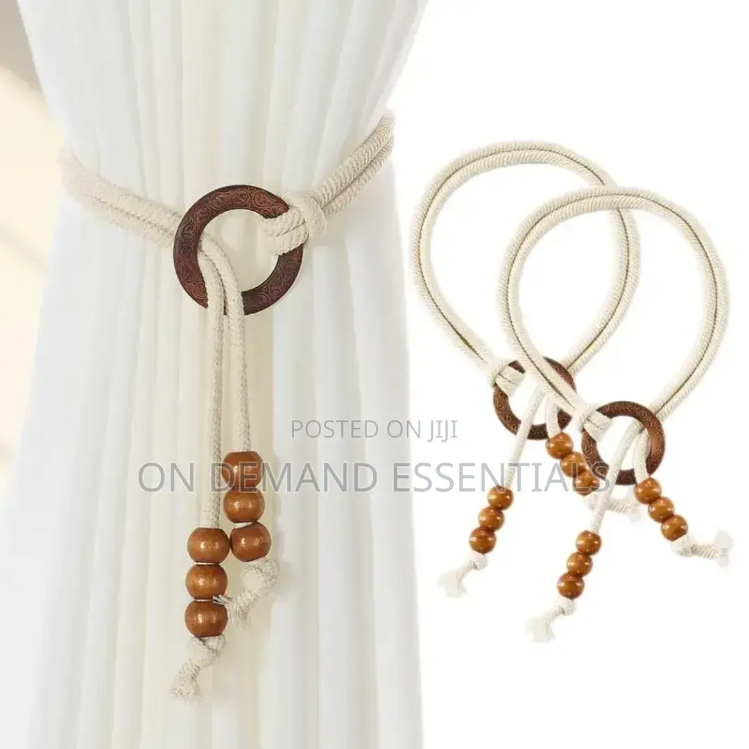 2 Pieces Vintage Natural Wood Curtain Tiebacks