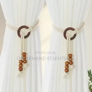 2 Pieces Vintage Natural Wood Curtain Tiebacks