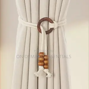 2 Pieces Vintage Natural Wood Curtain Tiebacks