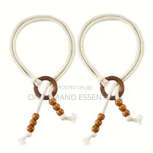 2 Pieces Vintage Natural Wood Curtain Tiebacks