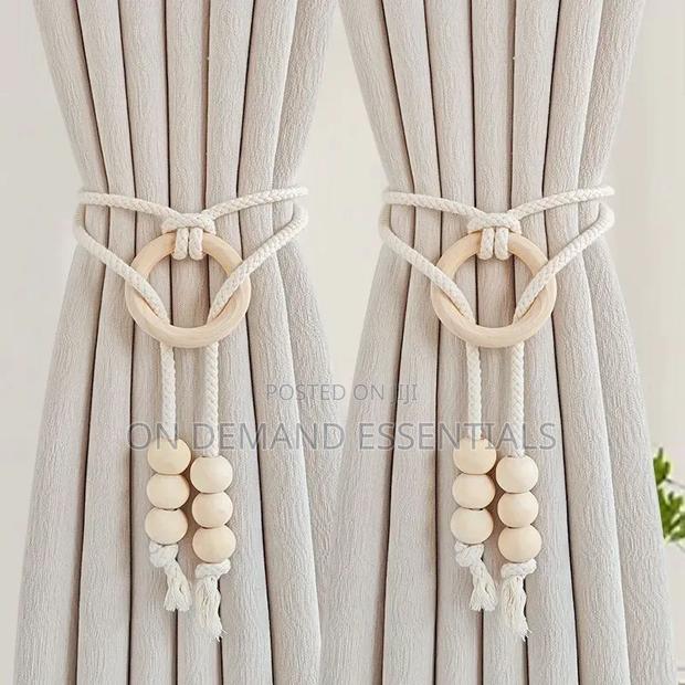 2pcs Natural Cotton Rope Curtain Tiebacks Boho Style