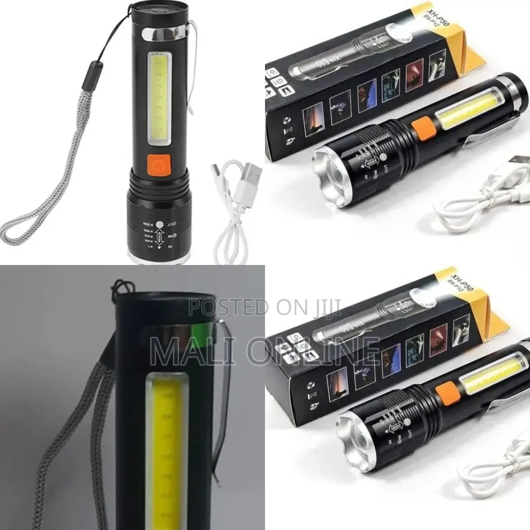 LED Flashlight Zoom Recheagable Torch
