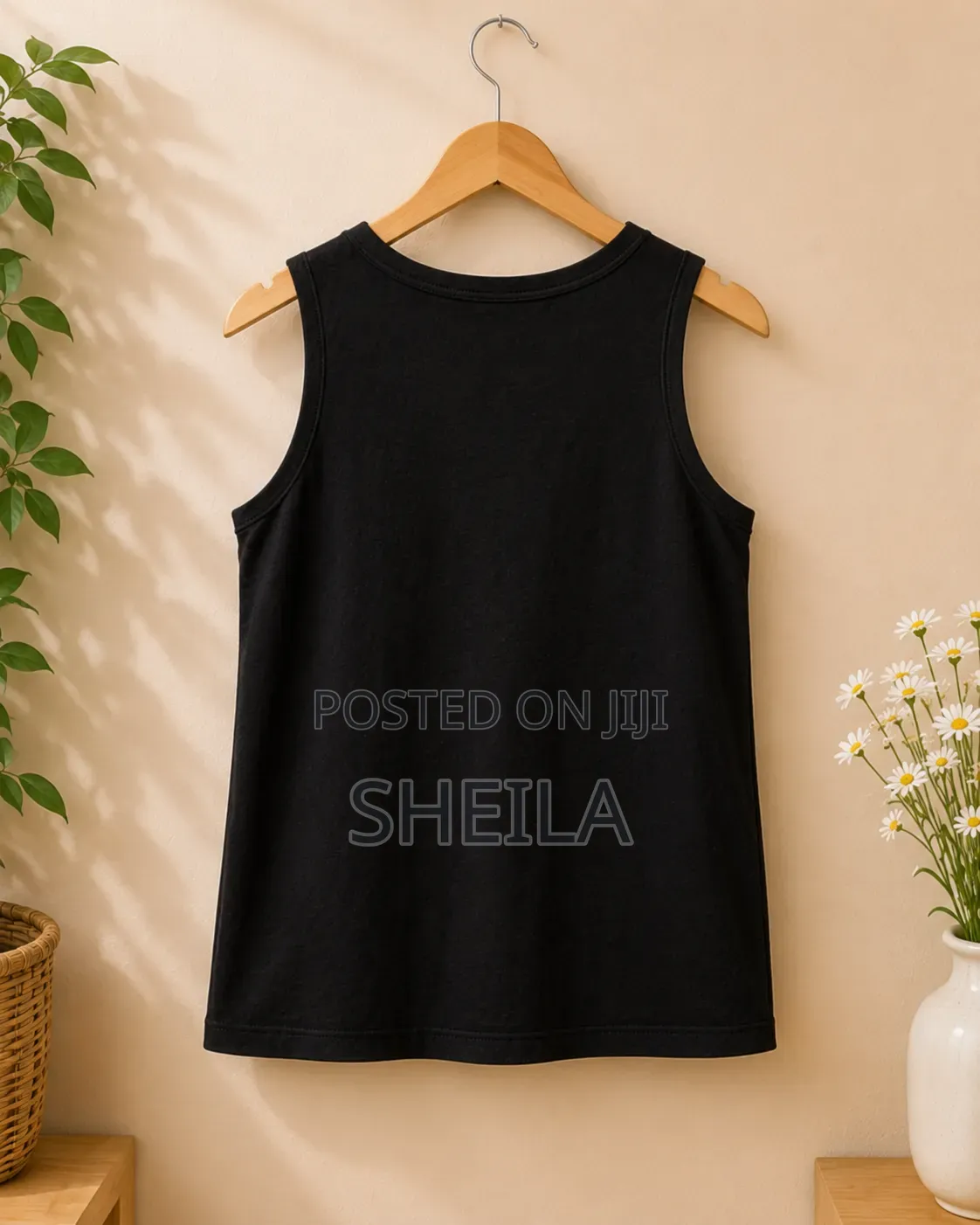 Black Graphic Sleeveless Tank Top