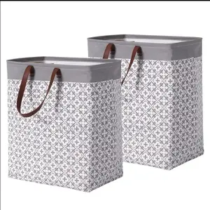 Fabric Laundry Basket Stacking Storage Bins With Handles