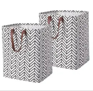 Fabric Laundry Basket Stacking Storage Bins With Handles