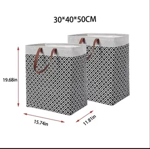 Fabric Laundry Basket Stacking Storage Bins With Handles