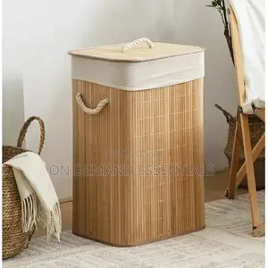 Large Capacity Foldable Bamboo Laundry Basket