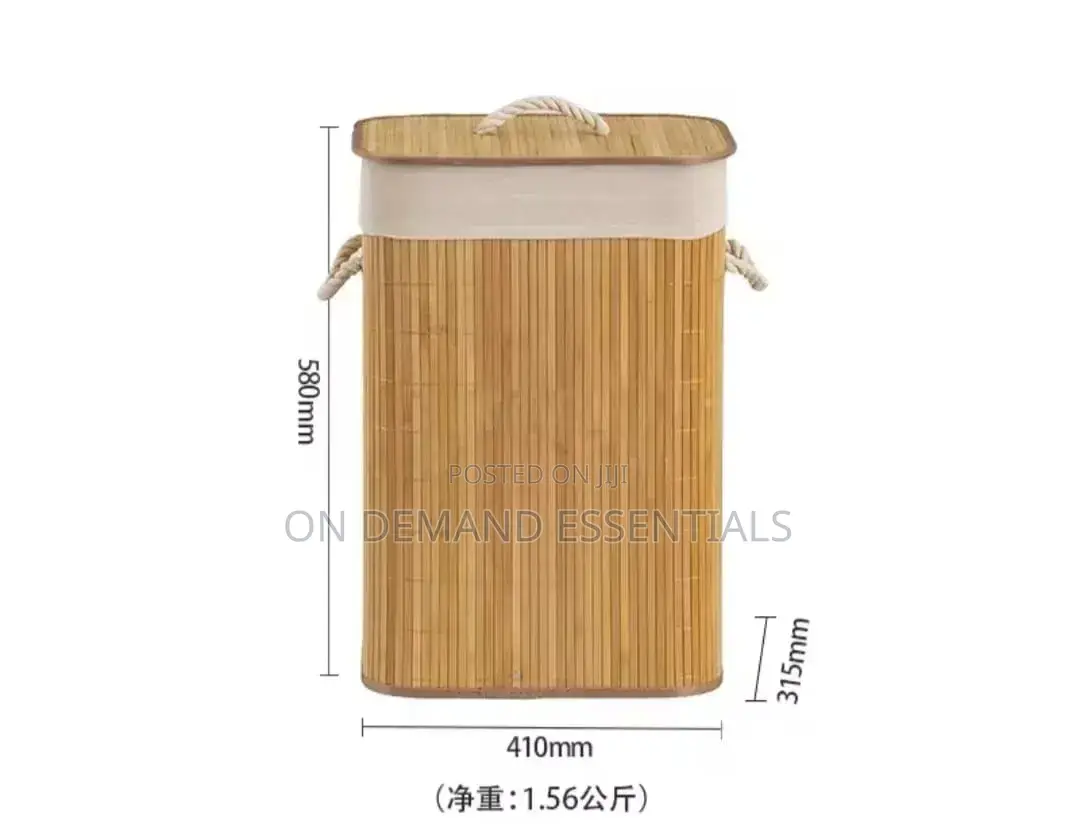 Large Capacity Foldable Bamboo Laundry Basket