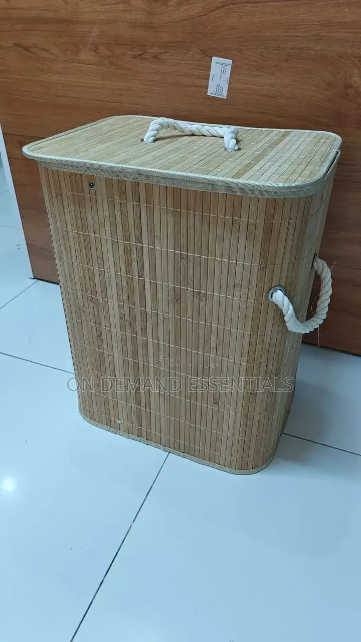 Large Capacity Foldable Bamboo Laundry Basket