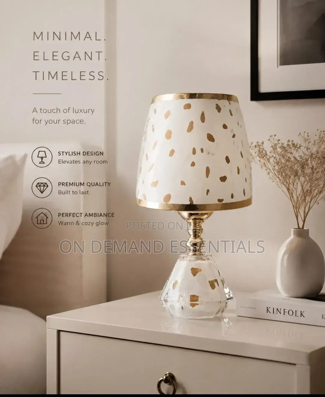 Simple Golden Polka Bedside Lamp