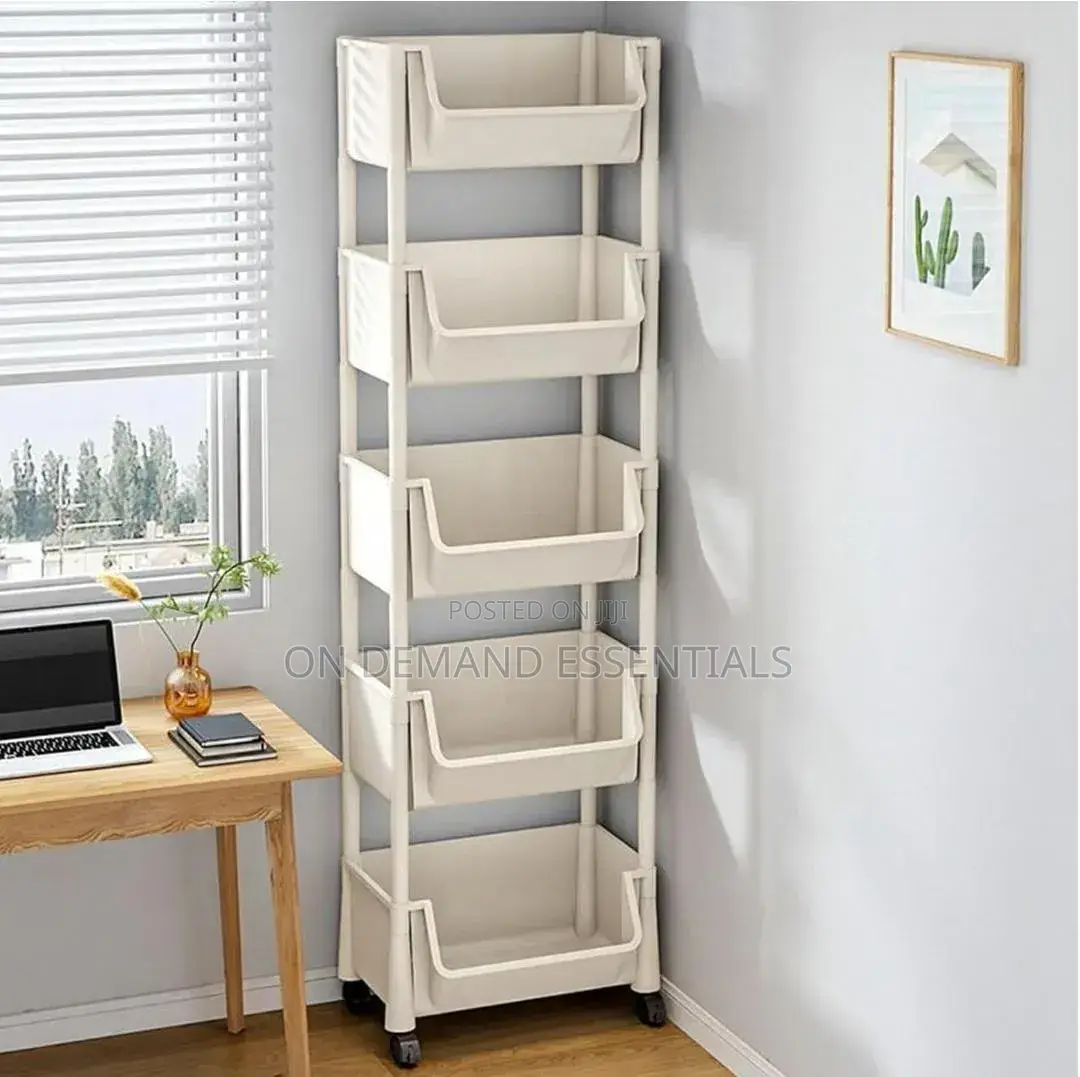 5-Tier Rolling Trolley Storage Organizer, Slim Utility Cart
