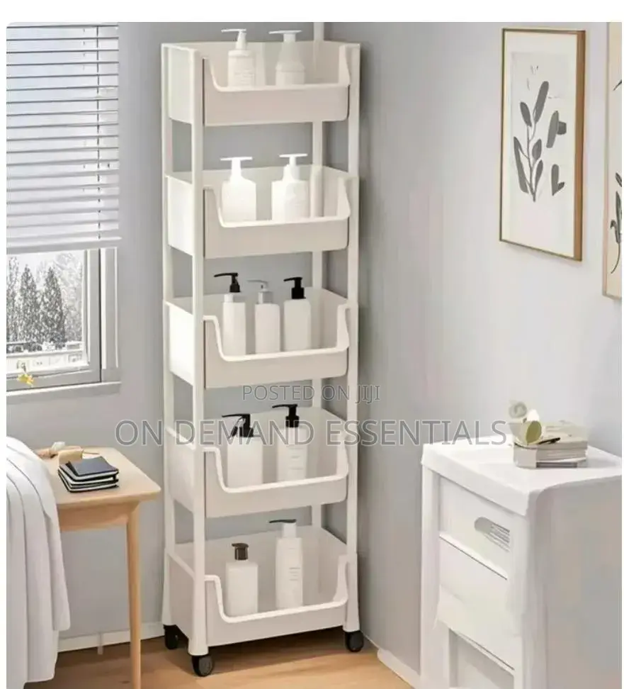 5-Tier Rolling Trolley Storage Organizer, Slim Utility Cart