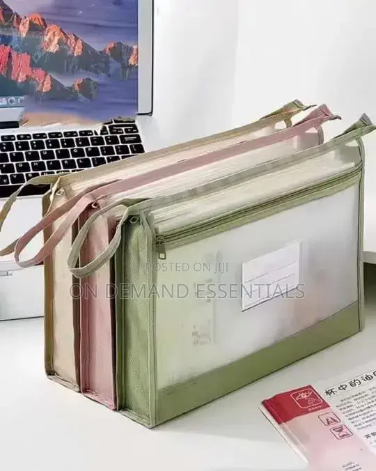 Transparent Mesh Stationery Storage Bag Double-Layer Large Capacity