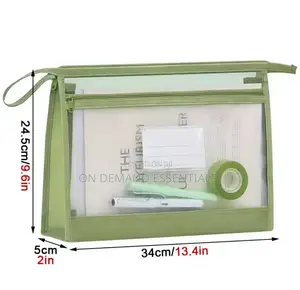 Transparent Mesh Stationery Storage Bag Double-Layer Large Capacity