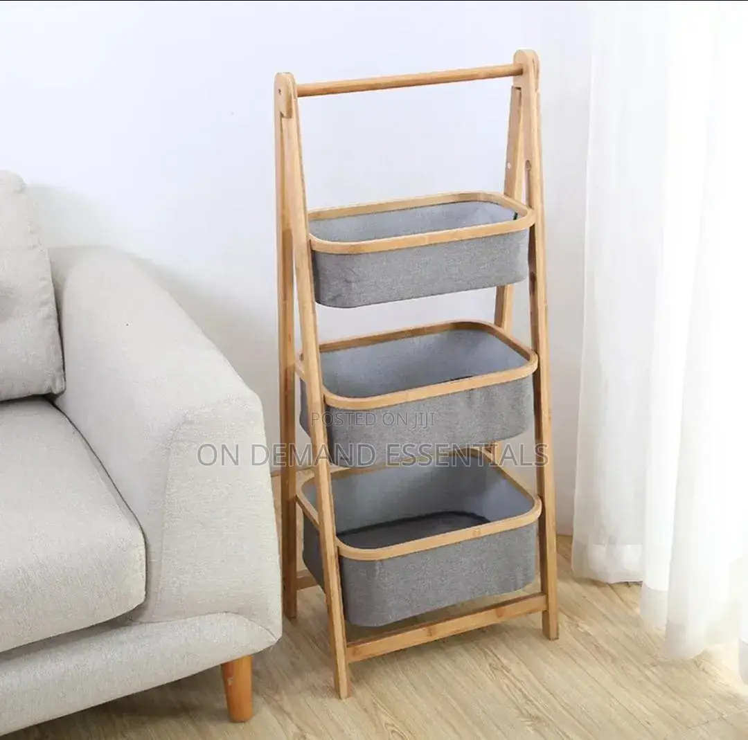Foldable Bamboo Laundry Hamper Free-Standing Bamboo Frame Organiser