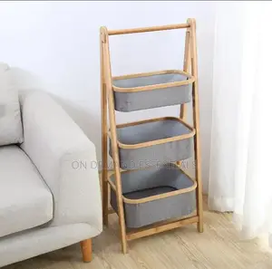 Foldable Bamboo Laundry Hamper Free-Standing Bamboo Frame Organiser