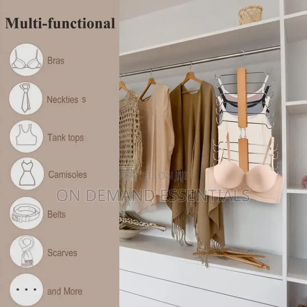 Bra Hangers for Closet Organizer - 2 Pack Wood Bra Organizer