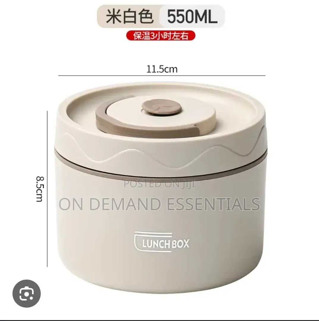 Round 550ml Bento Lunch Box, Stainless Steel With Lid, Large Capacity