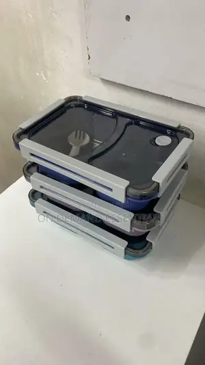 *2-Compartment, 2-Grid Bento Lunch Box With Spoon, Leak-Proof