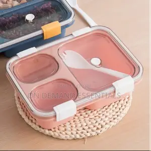 3-Compartment, 3-Grid Bento Lunch Box With Spoon, Leak-Proof