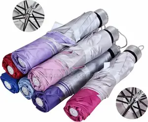 Fashion Umbrellas Parasol Solid Color Three Folding Rain Sun