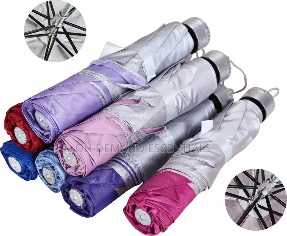 Fashion Umbrellas Parasol Solid Color Three Folding Rain Sun