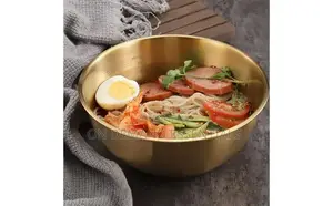 3 Litre Gold Stainless Steel 28cm Ramen Bowl Perfect for Family Meals