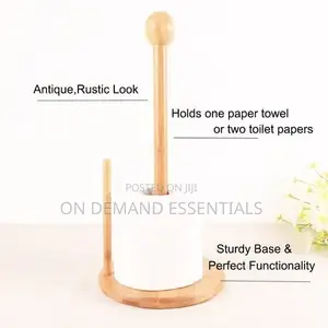 *Bamboo Wood Tissue Holder Vertical Roll Pole Paper Towel Holde