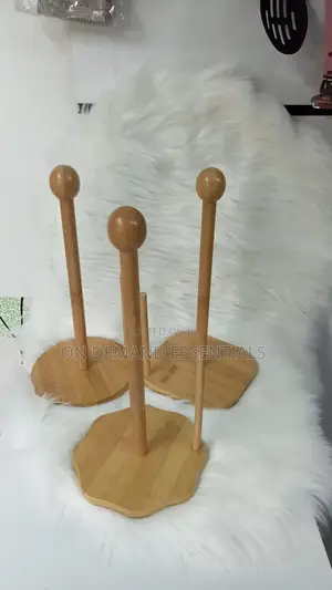 *Bamboo Wood Tissue Holder Vertical Roll Pole Paper Towel Holde