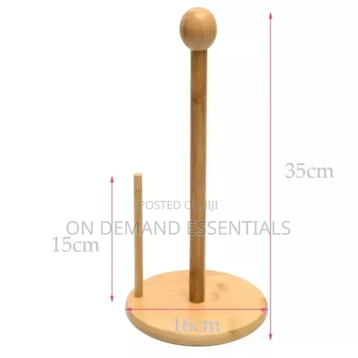 *Bamboo Wood Tissue Holder Vertical Roll Pole Paper Towel Holde