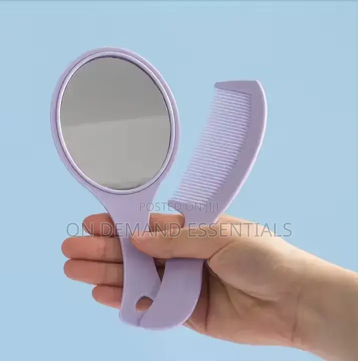 Hand Mirror Comb Set, Detangling Hair Brush, Make-Up Mirror