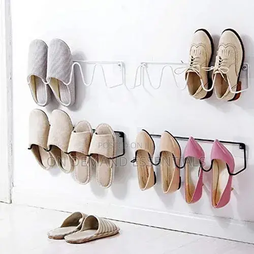 *2 Pair Slipper Steel Rack( Self Adhesive) Wall-Mounted Punch-Free