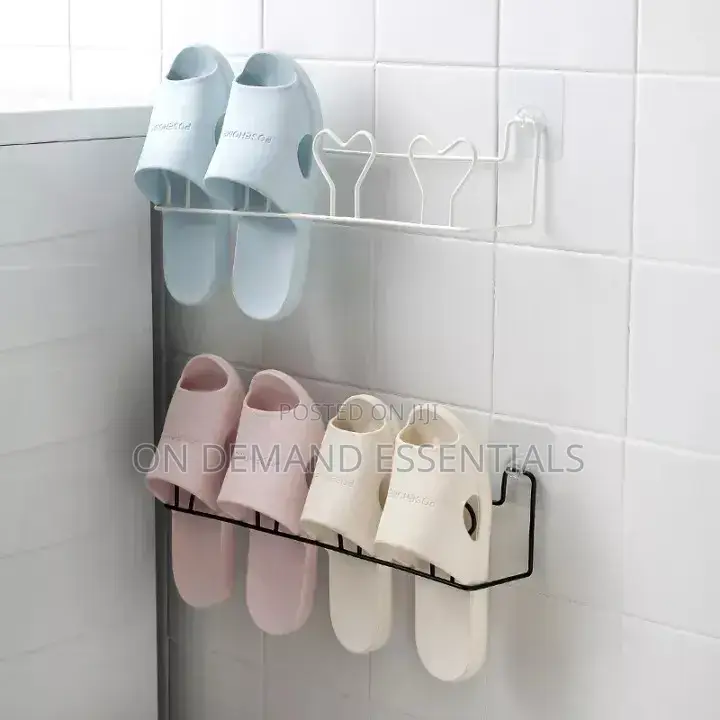 *2 Pair Slipper Steel Rack( Self Adhesive) Wall-Mounted Punch-Free