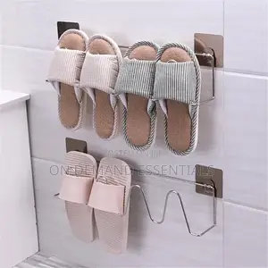 *2 Pair Slipper Steel Rack( Self Adhesive) Wall-Mounted Punch-Free