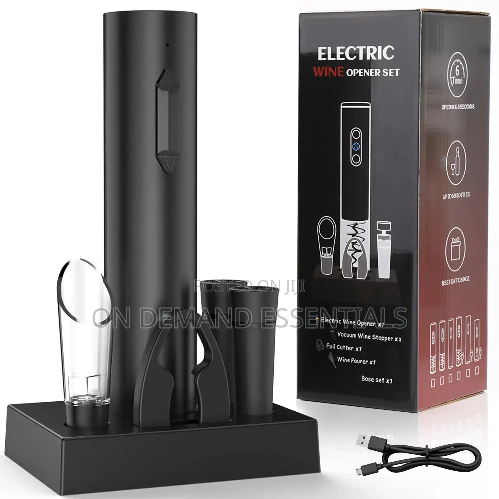 6 in 1 Rechargeable Electric Corkscrew, Electric Wine Opener Pulls