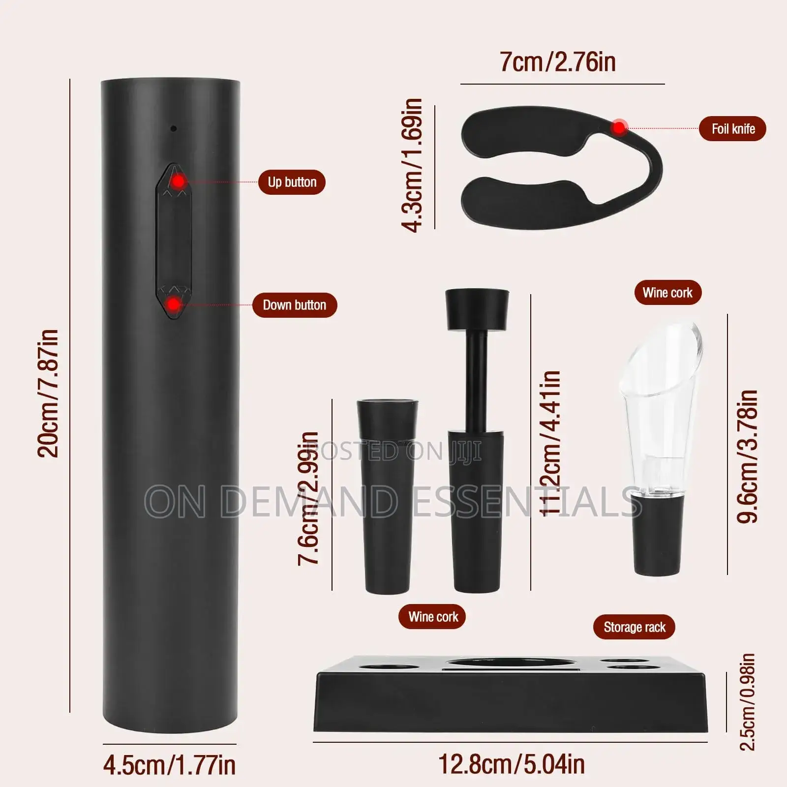 6 in 1 Rechargeable Electric Corkscrew, Electric Wine Opener Pulls