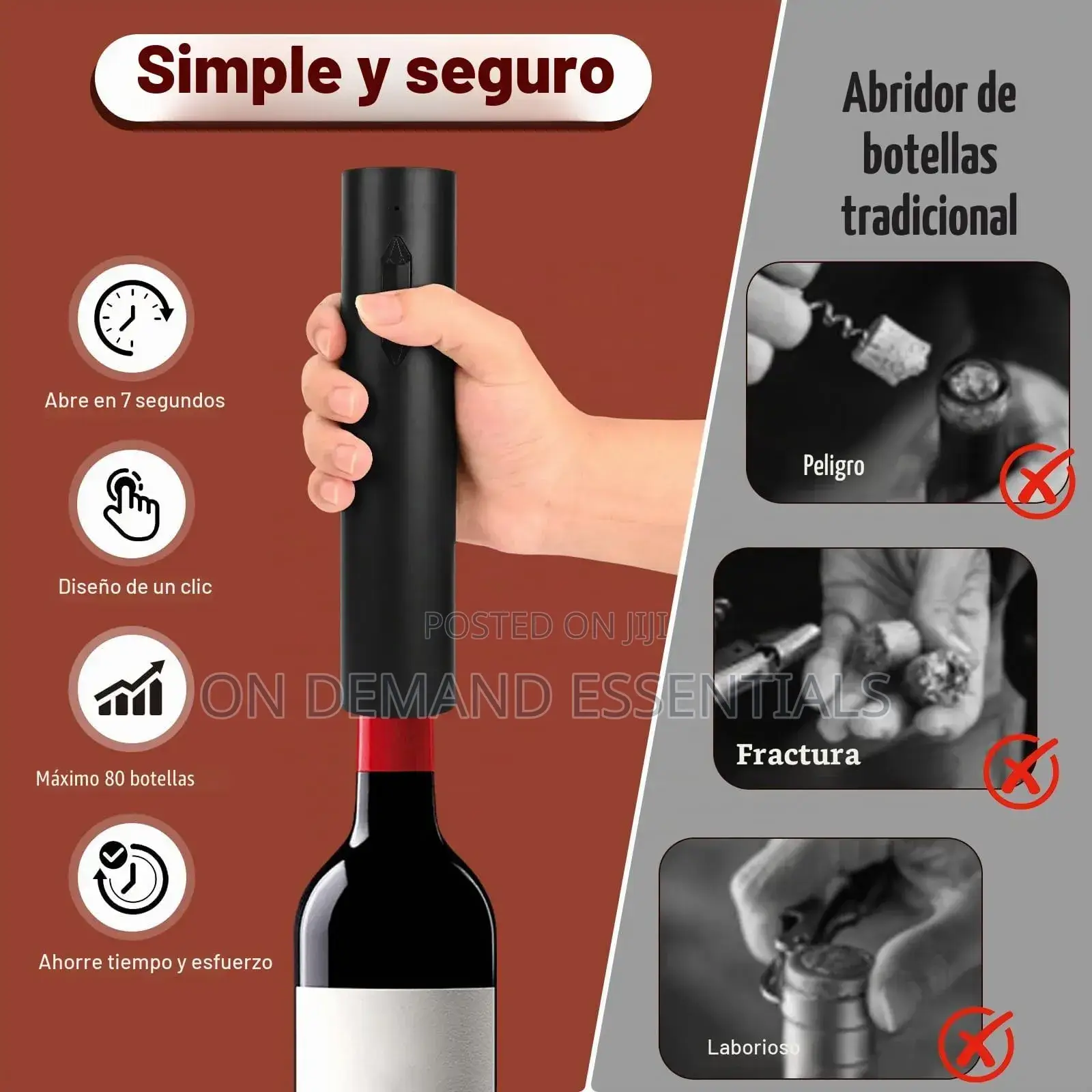 6 in 1 Rechargeable Electric Corkscrew, Electric Wine Opener Pulls