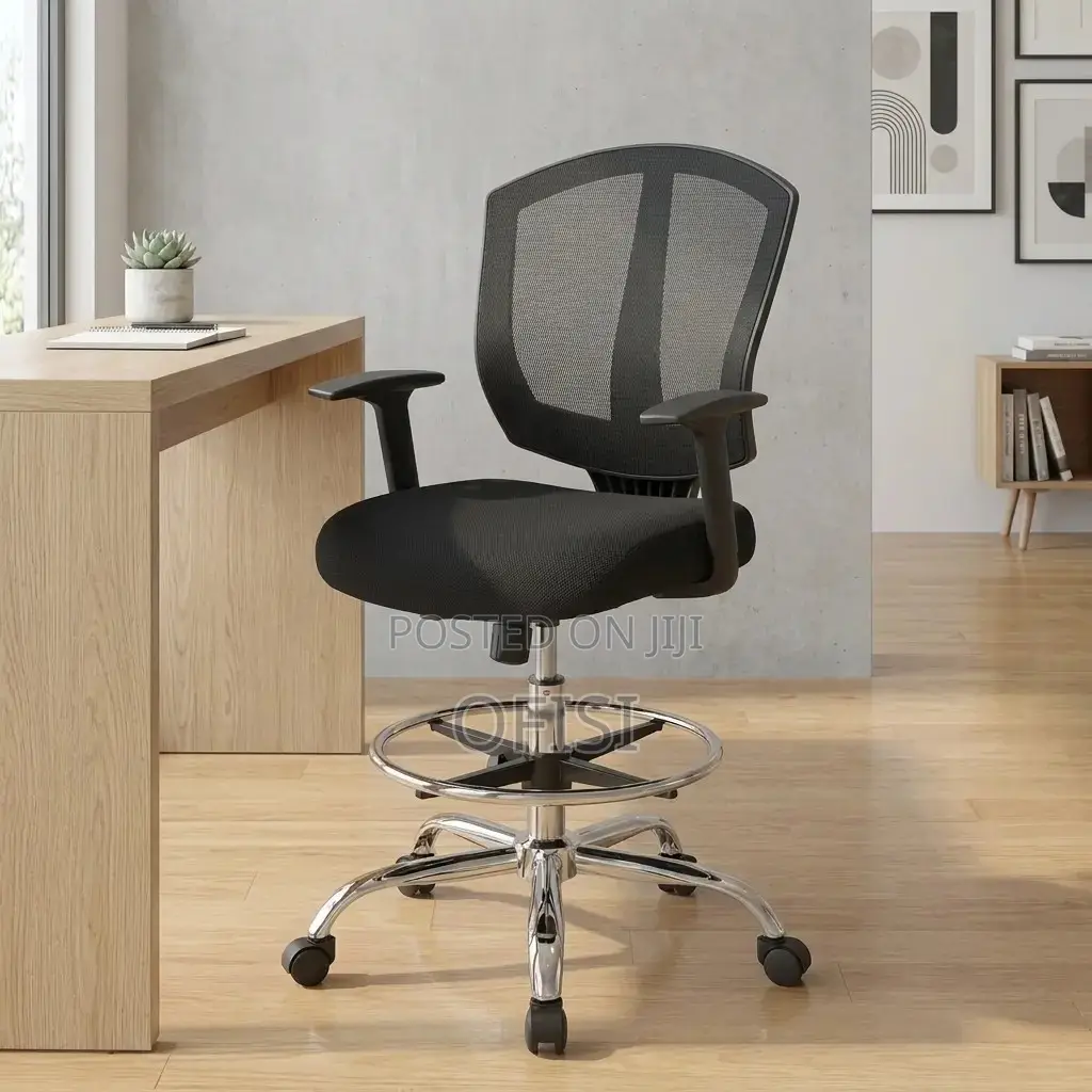 Office Chair; Adjustable Cashier Chair With Foot Ring