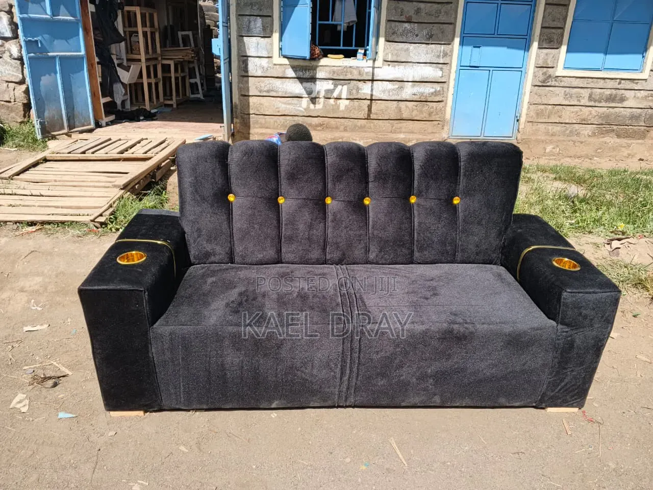 Elegant Grey Velvet Sofa Set (3-Seater + Accent Chair)