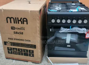 Color White. Mika 58by58 Standing Cooker. 3+1