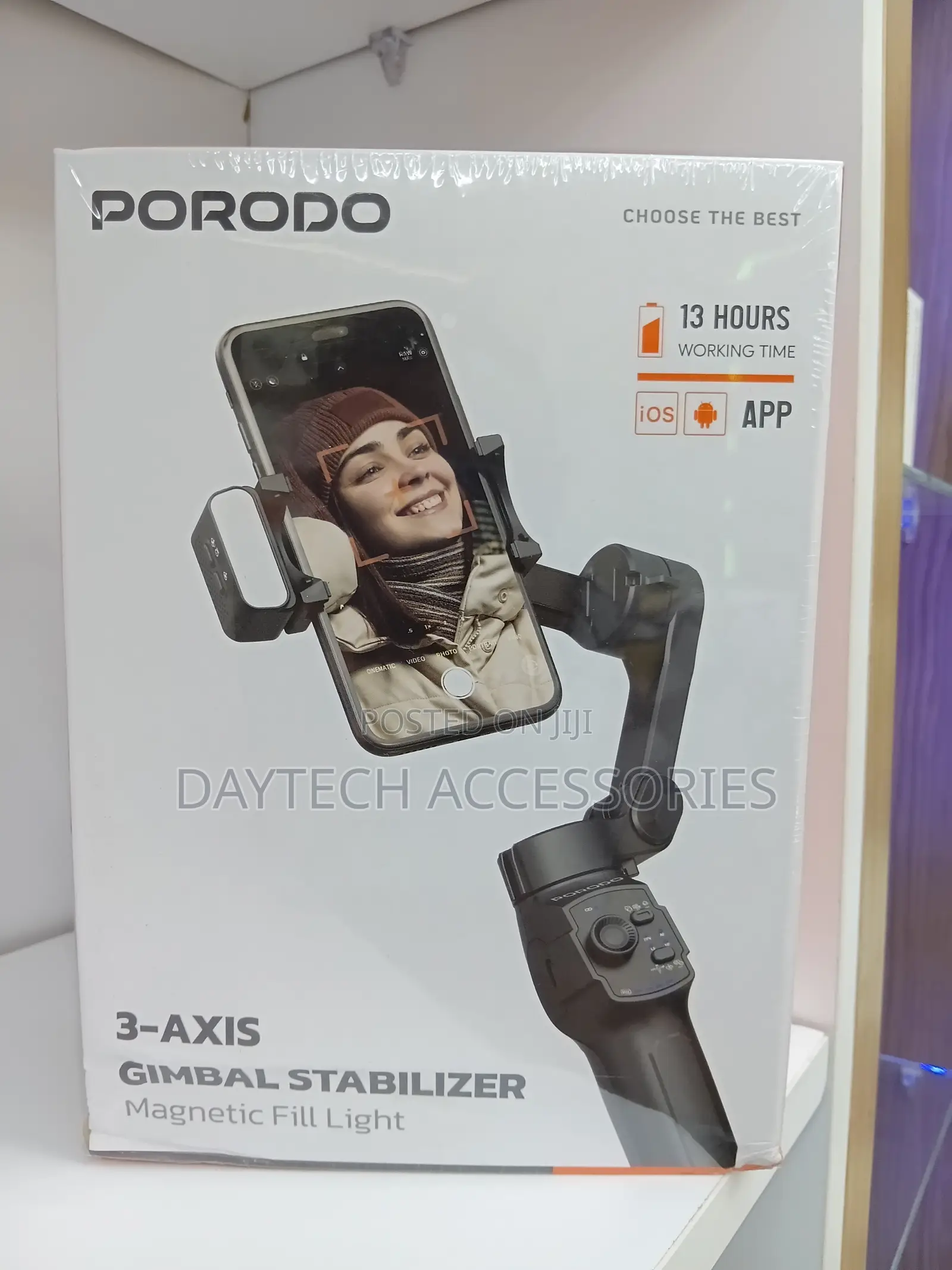 Porodo 3-Axis Gimbal Stabilizer Magnetic Fill Light - LFS127