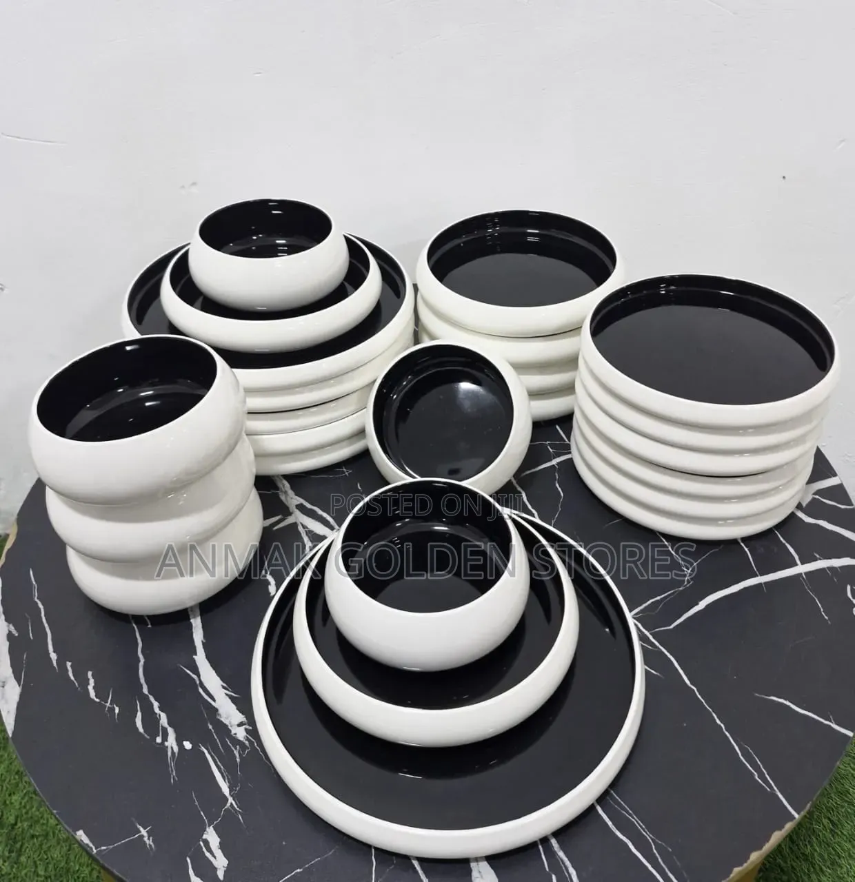 24pcs Elegant White Double Glaze Ceramic Dinner Set