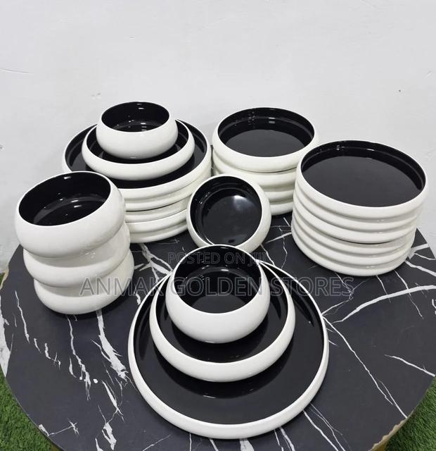 24pcs Elegant White Double Glaze Ceramic Dinner Set