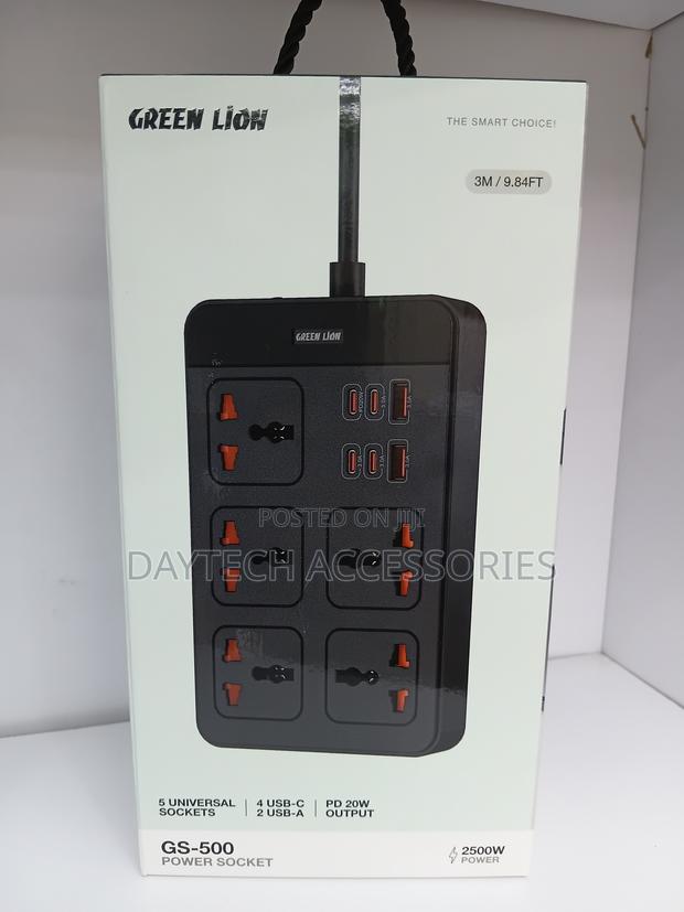This Is a Green Lion GS-500 Power Extension Socket - Black
