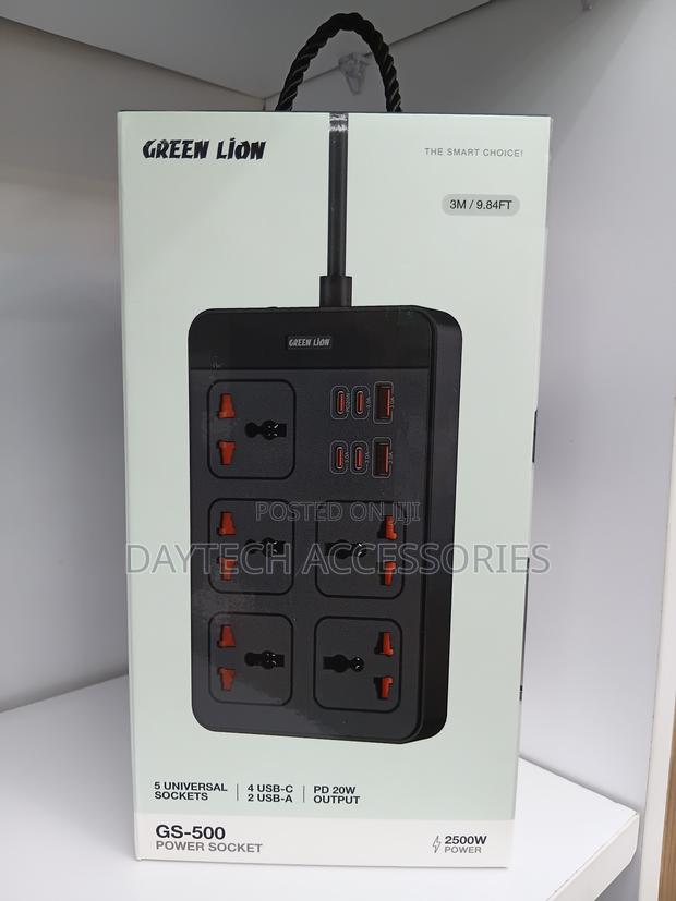This Is a Green Lion GS-500 Power Extension Socket - Black - thumbnail 2