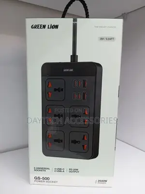 This Is a Green Lion GS-500 Power Extension Socket - Black