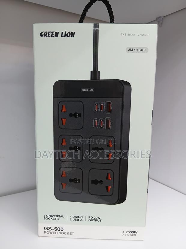 This Is a Green Lion GS-500 Power Extension Socket - Black - thumbnail 3