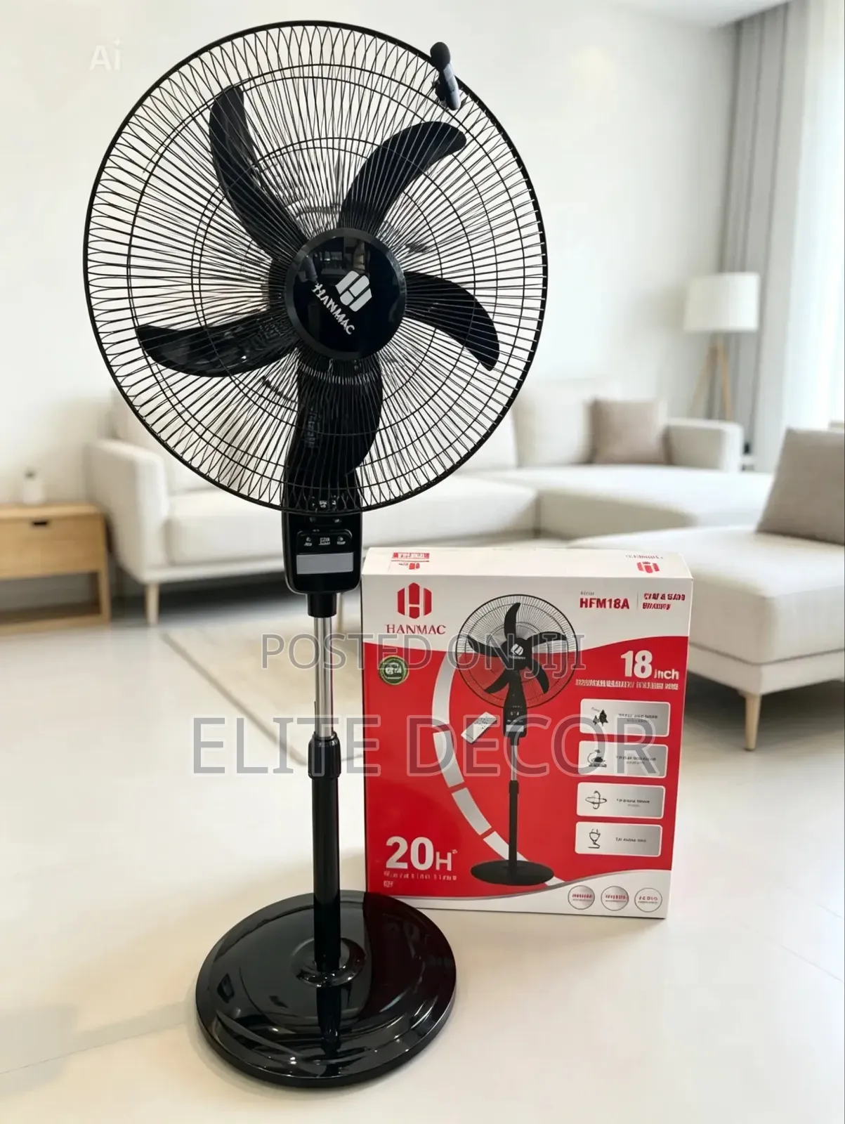 Hanmac 18-Inch Rechargeable Standing Fan – Powerful AC/DC Fan